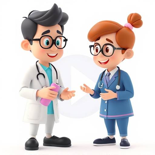 Personaggi animati in 3D che interagiscono con un prodotto farmaceutico nel video esplicativo