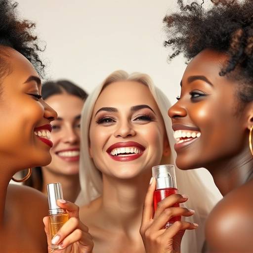 Scene di persone che usano felicemente i prodotti di bellezza 'Lumi&egrave;re' nel video pubblicitario